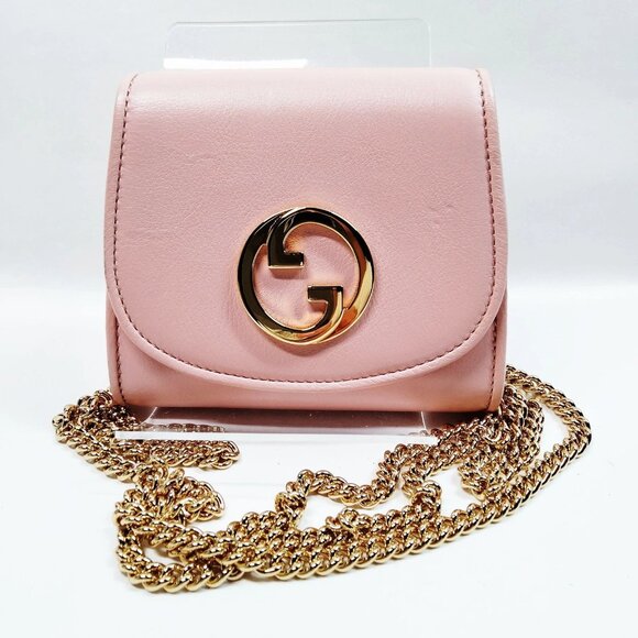 Gucci Pink Leather Wallet on Chain mon684-100925 - Picture 1 of 9
